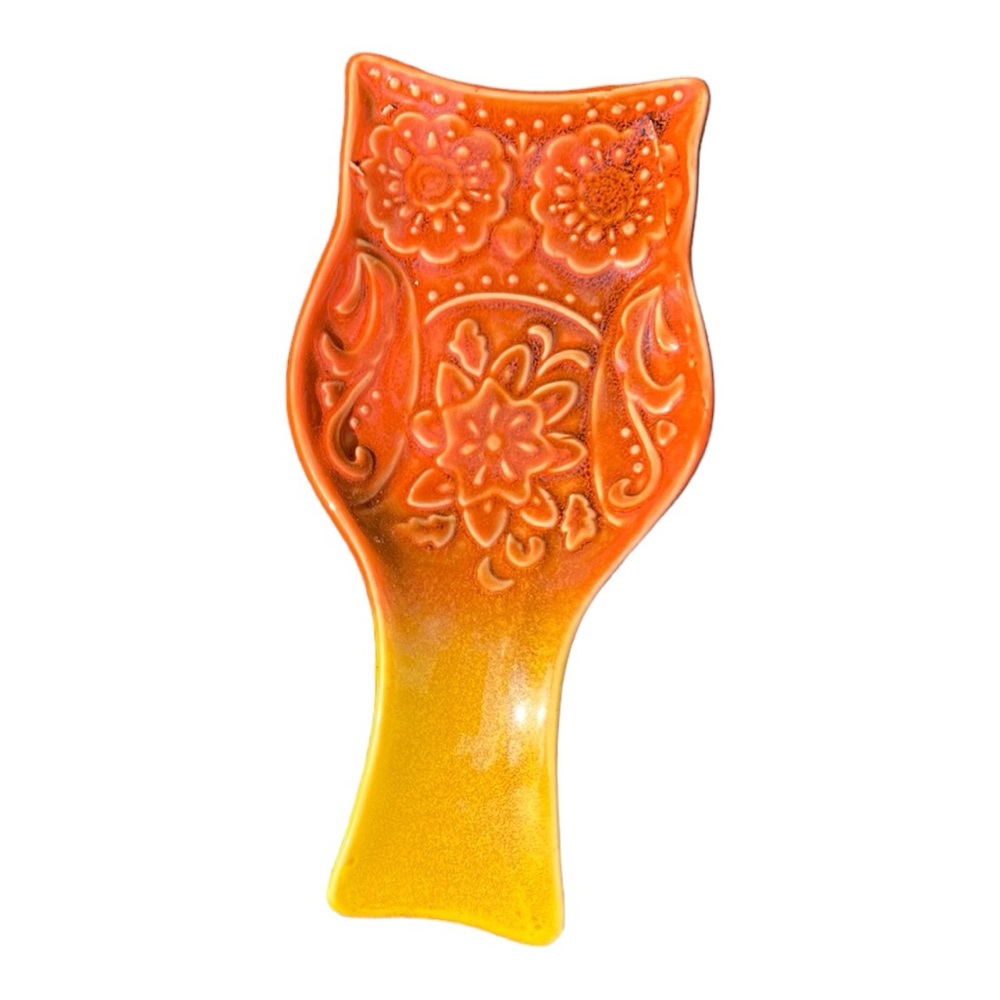 Cracker Barrel Orange and Yellow Owl Spoon Rest